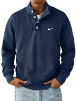 Nike - Men's Trendy Loose Solid Color Stand Collar Sweatshirt - Image 8