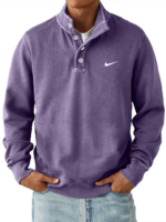 Nike - Men's Trendy Loose Solid Color Stand Collar Sweatshirt - Image 7